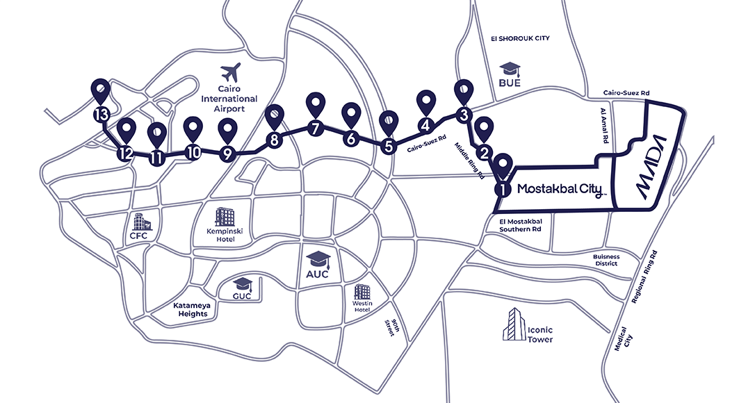 From Mostakbal city Through Heliopolis to Saray El-Kobba